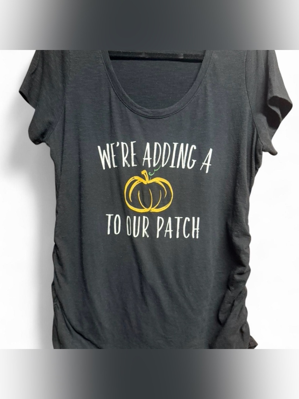We Are Adding A Pumpkin To Our Patch Maternity Shirt- Motherhood Sz: L